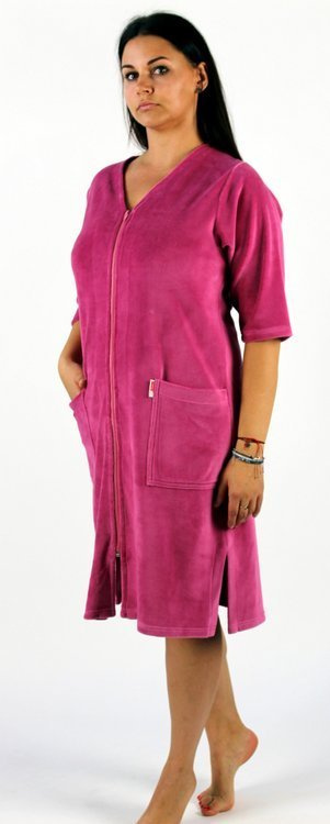 431 Velour Forex Damen Morgenmantel - schmutzig rosa