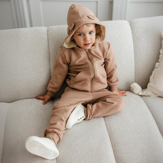 Beary Cool Eevi Trainingsanzug-Set – Beige, Sweatshirt mit Ohren und Hose