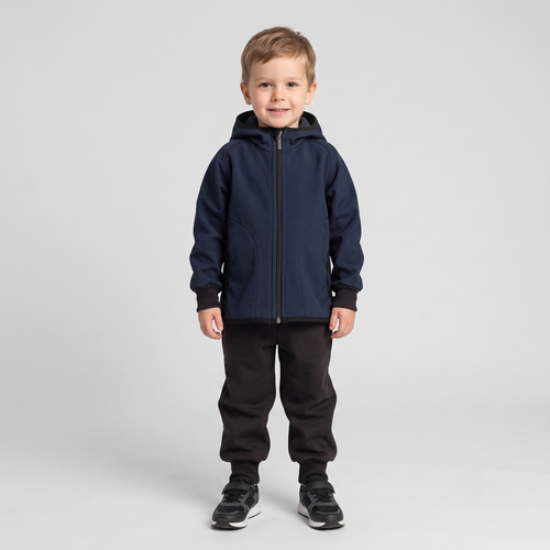 229004 Nicol Softshell-Jacke für Jungen mit Fleece, Kapuze und Reflektoren – marineblau