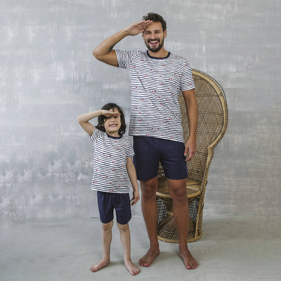 Korfu Jungen Schlafanzug kurzarm, Hose Italian Fashion - print/green