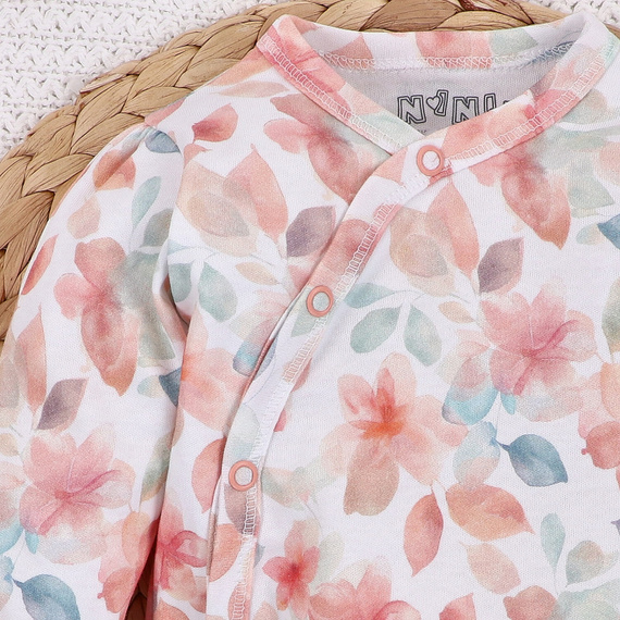 ABN-5411 Colourful Flowers Nini Langarm-Body mit Umschlag