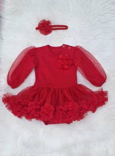 Rossa I Body-Kleid Langarm Bambarillo rot