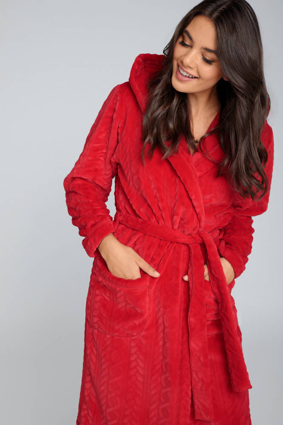 Zala Damen-Fleece-Bademantel Italian Fashion - rot 