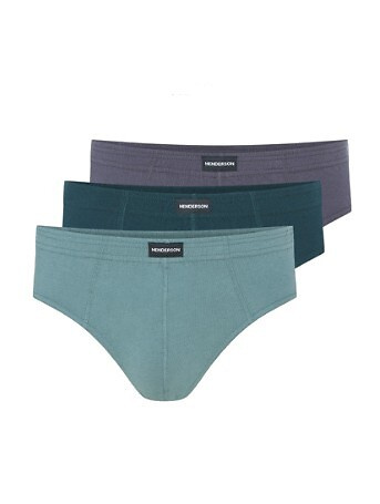 1446 K669 Henderson Herren-Slip aus grün-graphitfarbener Baumwolle, 3 Stück in einer Box