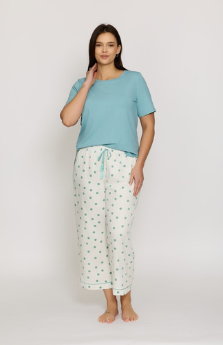 Damen Viskose-Pyjama Aria 2 PS82 Mefemi by Nipplex grün-milk mit Punkten