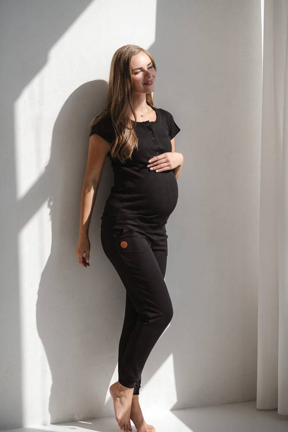 Tummy Umstands- und Stillbluse mit kurzen Ärmeln Milk&Love schwarz