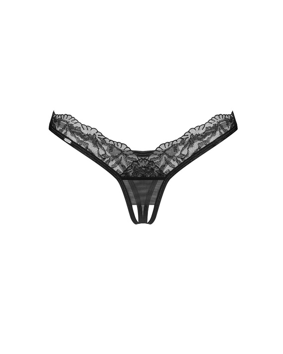 Arrowel Crotchless Thong Offener Damen-Tanga Obsessive – Schwarz