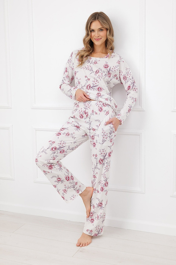 Damen-Pyjama Beauty Italian Fashion 100% Baumwolle Langarm Hose
