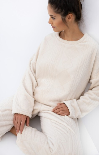 Bridget Homewear Sensis Damenpyjama – warm, weich gestrickt, ecru