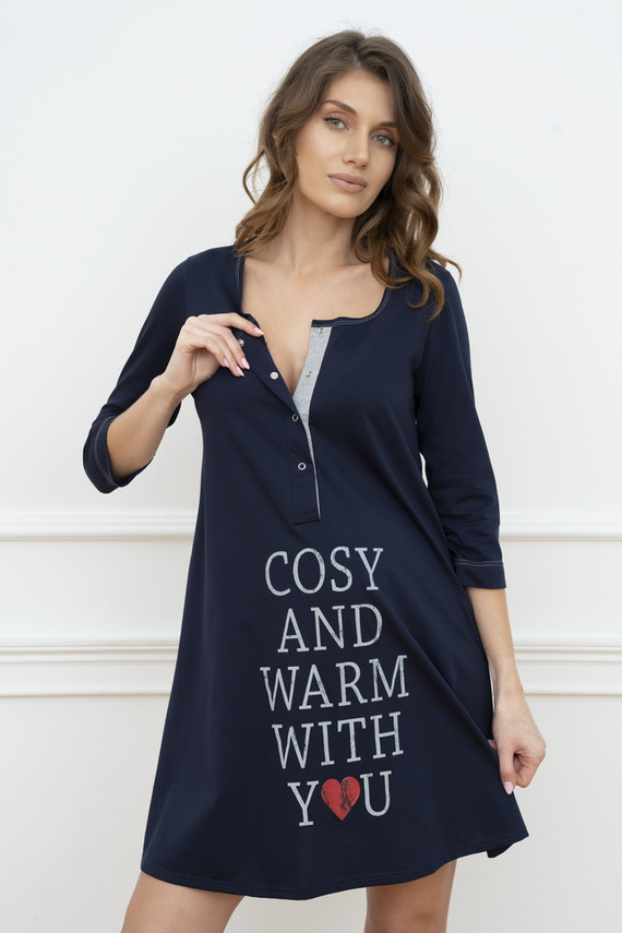 Balm Schwangerschaft und Stillen Shirt. 3/4 Ärmel Italia Fashion - navy blau