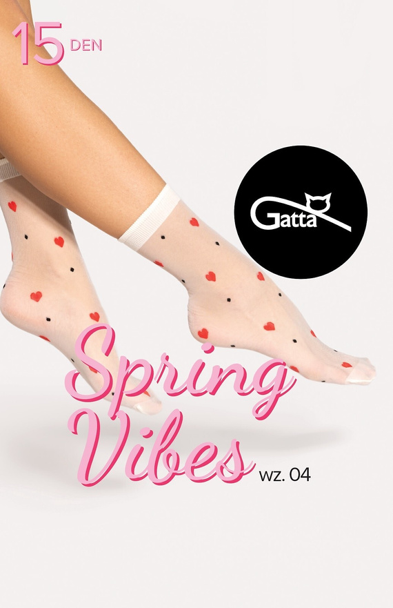 Spring Vibes wz.04 Damensocken 15 den Gatta -offwhite-rot