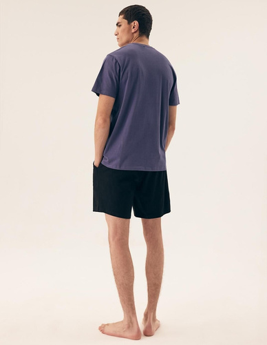 Herrenpyjama 43032 Mick Henderson blau – Baumwolle, kurze Ärmel, im Karton
