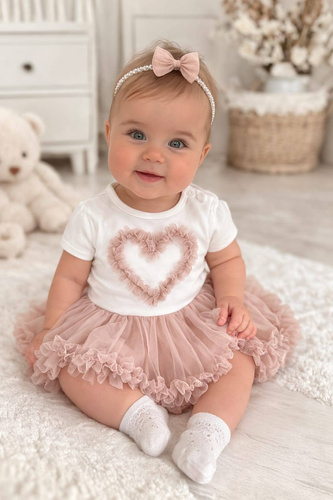 Body-Kleid Mia Bambarillo für Baby mit Tüllrock elegant bequem beige