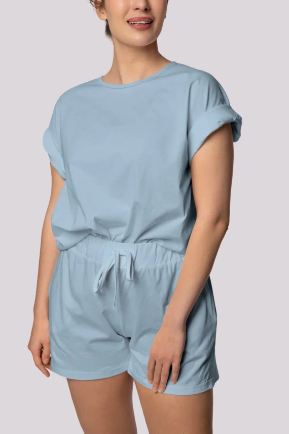 Bliss Kurzarm-Mona-Damenpyjama in Hellblau