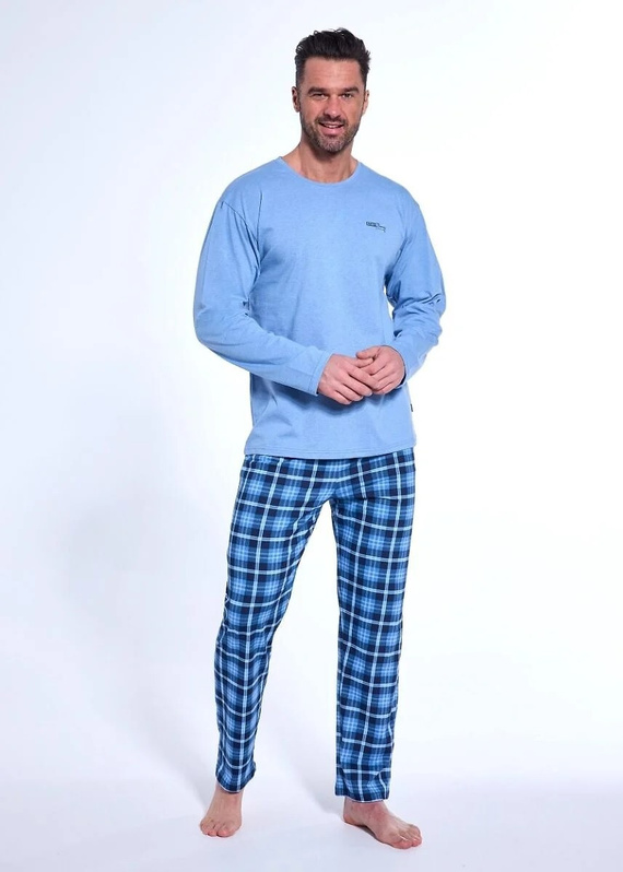 Herrenpyjama 124/188 Strong 2 blau – Baumwolle, lange Ärmel, sportlicher Stil