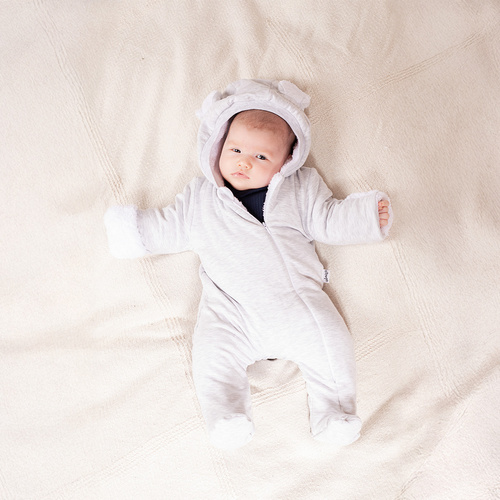 219270 Isolierter Willy-Trainingsanzug Clown Nicol – grau mit Schlaufe und Ohren