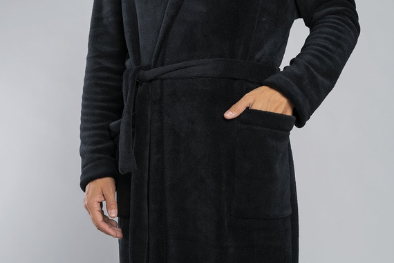 Mimas Herren Bademantel mit Kapuze Italian Fashion- grau 