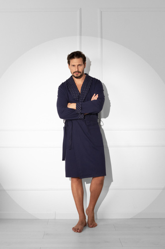 Herrenbademantel Gerard - 100% Baumwolle, klassischer Schnitt mit elegantem Finish Italian Fashion 