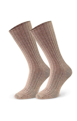 Art.185 Steven 008 Beige Socken – gerippte Damen-Lammwolle, Winter