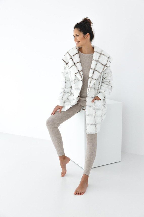 Sensis Delphine Cardigan – weiß-kariert