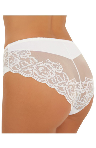 Damen-Slip Inga Emili weiß Mikrofaser Laser Cut mit besticktem Netz