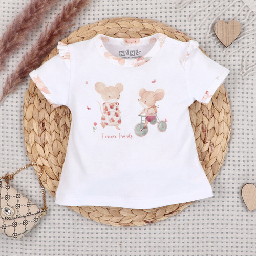 Baby T-Shirt Nini Little Mouse Bio-Baumwolle Kurzarm Druck Mädchen