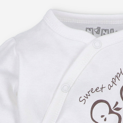 ABN-5292/ECR Happy Apples Nini Umschlag-Body aus ecrufarbener Bio-Baumwolle