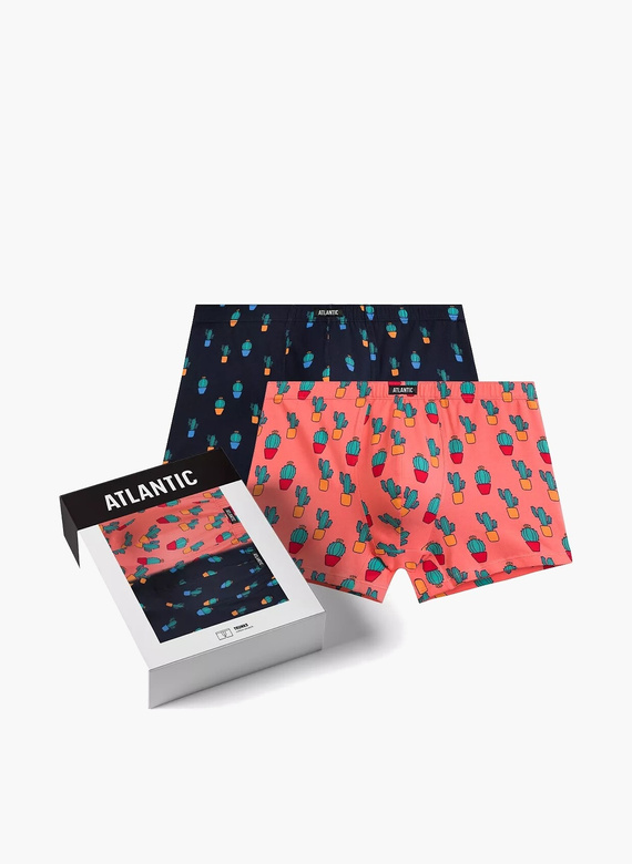 2MHH-005 Atlantic Herren-Boxershorts – Marineblau-Koralle