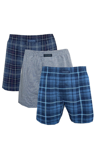 945/06 Cornette Herren-Boxershorts – 3er-Pack Baumwolle, Grau/Marineblau