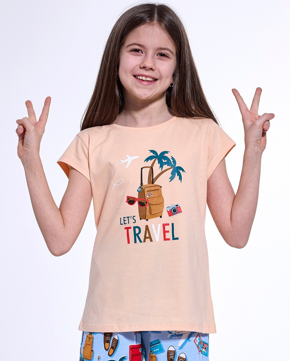 788/110 Travel 2 Cornette Mädchenpyjama, Pfirsich