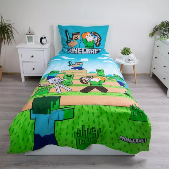 Minecraft „We Got This“ Baumwollbettwäsche von Jerry Fabrics – 140 x 200 cm, 100 % Baumwolle, doppelseitig