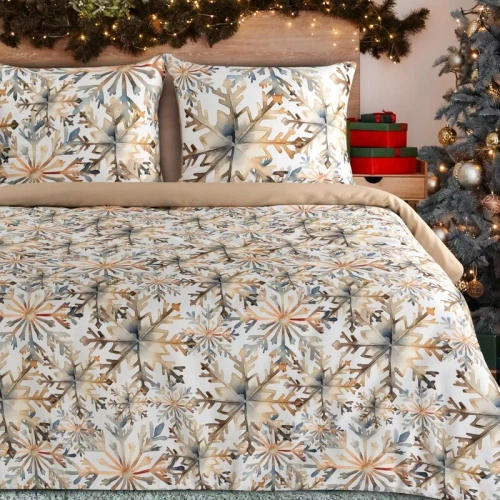 Weihnachtsbettwäsche Elsa Eurofirany beige 100% Baumwolle mit Reißverschluss