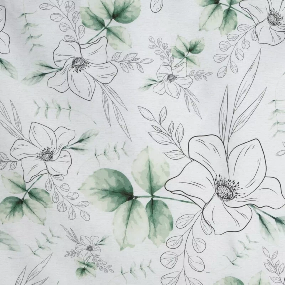 Frühling 28 Blumen Satinbettwäsche Eurovorhänge weiß/grün