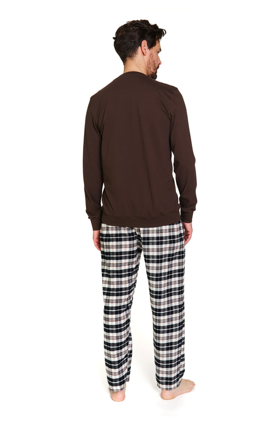 7334 Doctor Nap Herrenpyjama – Baumwolle und Flanell, Brownie-Karomuster
