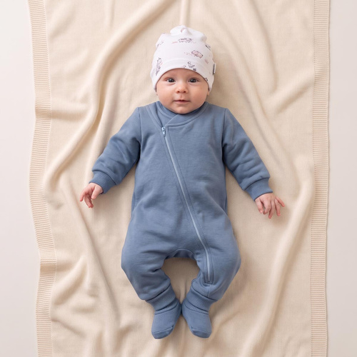 228271 Nicol FARMA Sweat-Strampler + Baby-Schuhe blau Baumwolle