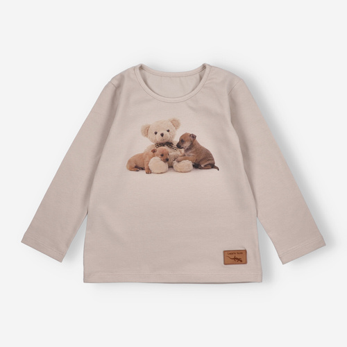 KAR-3005 Mädchen-Langarmbluse Lagarto Verde beige – stilvoll, Baumwolle, polnische Produktion