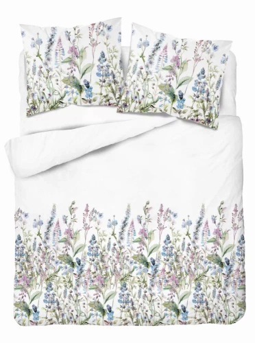 5485 B Detexpol Satin Stories Satinbettwäsche weiß-blau | 100 % Baumwolle, Satinbindung, Reißverschluss, Geschenkverpackung