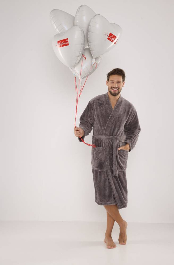 391 Hugo Herren Bademantel De lafense - grau