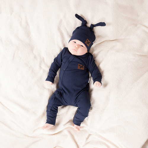 219032 Willy Nicol Babystrampler – Baumwolle, Marineblau, gerippt