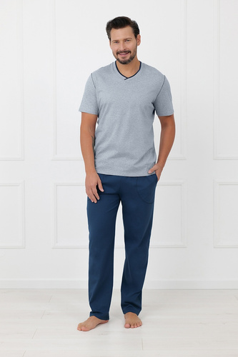 Herren-Pyjama Devon Italian Fashion aus Baumwolle mit langen Melange-Hosen