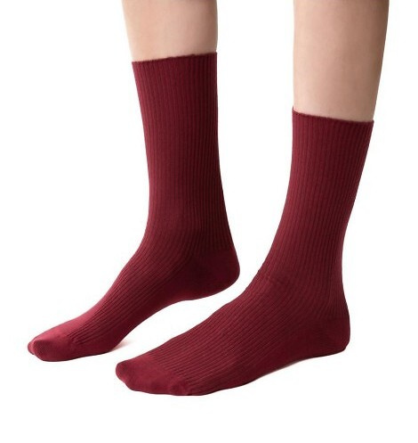 Kunst. 062 Damensocken Steven 014 dunkelburgunderrot – gerippt, druckfrei, Baumwolle