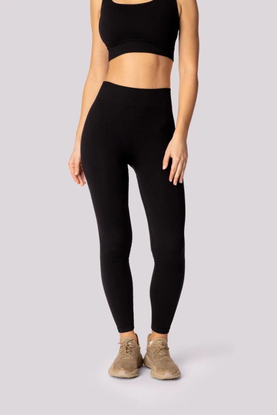 Gerippte Damenleggings Mona schwarz