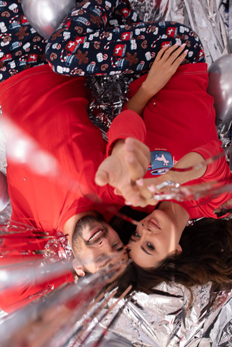 Rojas Herren Schlafanzug mit langen Ärmeln, lange Hose Italian Fashion - rot/print 