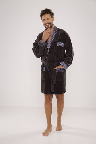 772 Bonjour Herren-Forex-Bademantel - graphit