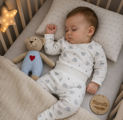 Mamatti Baby-Halbhosen Weiß mit Bären Baumwolle Hoher Bund
