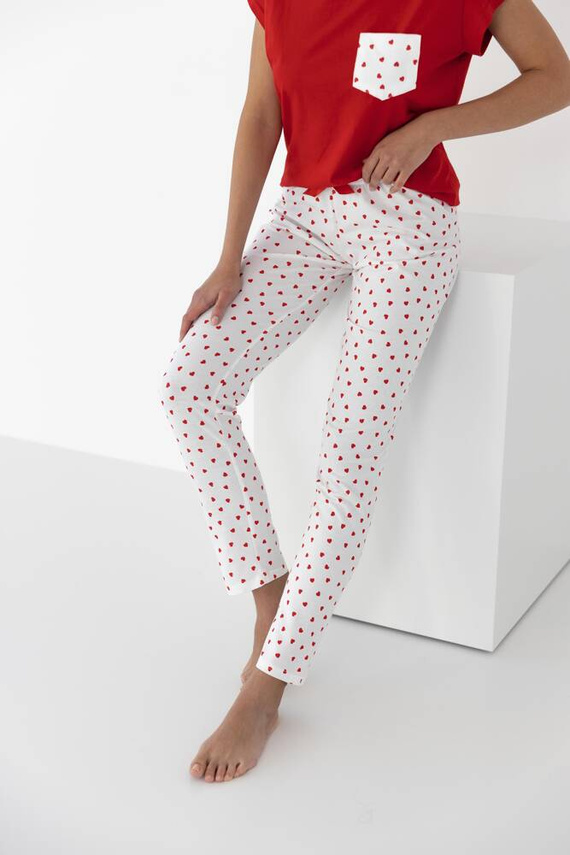 Adelaide Sensis Damenpyjama – Rot und Creme