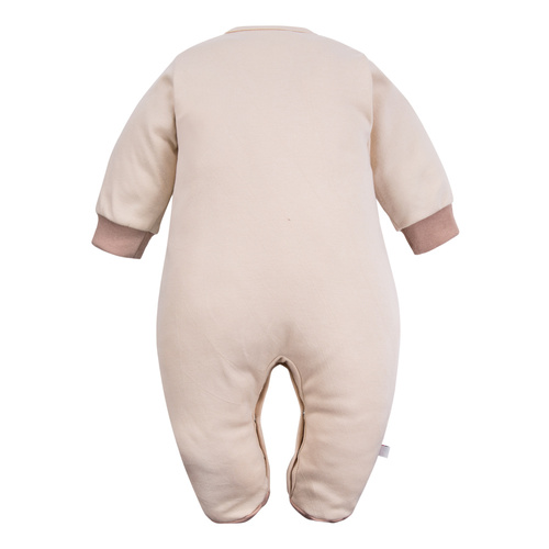 Beary Cool Eevi Babystrampler – Ecru, Baumwolle, Teddybär-Stickerei, mit Füßen