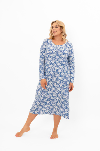 Damen Nachthemd Boma - Langarm, Baumwolle Italian Fashion