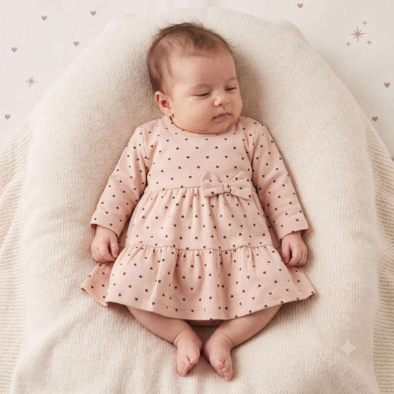 226160 Nicol HANIA Baumwoll-Kleid-Body beige mit Herzchenprint