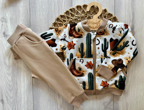 Kinder-Jogginganzug Mamatti DR2051 Cowboy aus Baumwolle, Set mit Sweatshirt und Hose, Größe 56-140